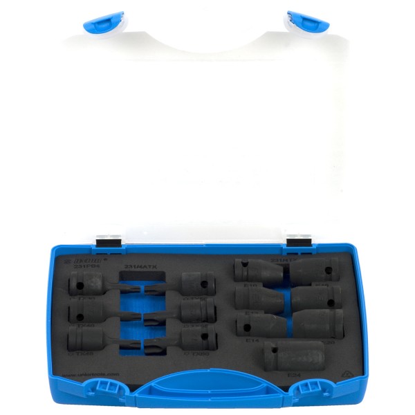 Комплект вложки 1/2" IMPACT, TX и ATX профил в впластмасова кутия, Unior