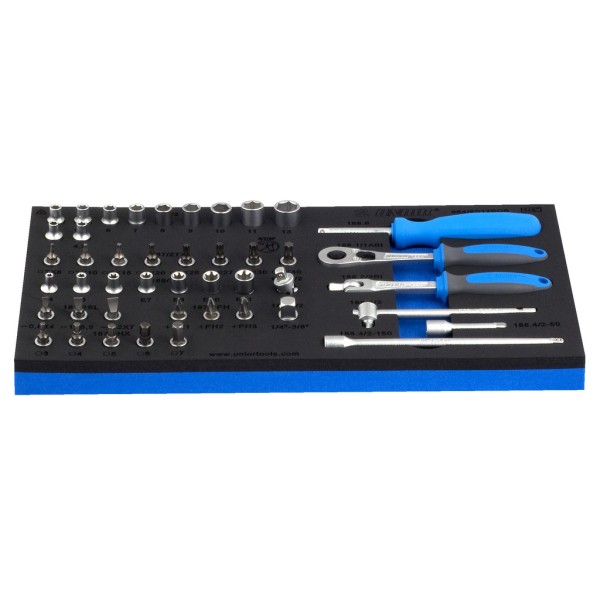 К-т тресчотка, вложки и аксесоари 1/4" в SOS подложка /45 части, Unior