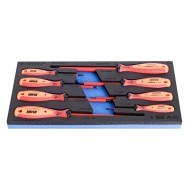 К-т изолирани отвертки (PH и PZ) 1000V в SOS подложка /8 части, Unior