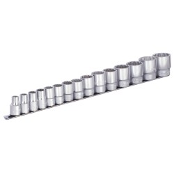 Комплект вложки дванадесетостен на 1/2", 15 части, 3/8"-1 1/4", Unior