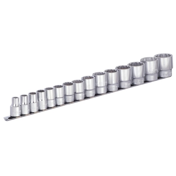 Комплект вложки дванадесетостен на 1/2", 15 части, 3/8"-1 1/4", Unior