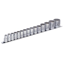 Комплект вложки вътрешен дванадесетостен на 1/2" на поставка, Unior