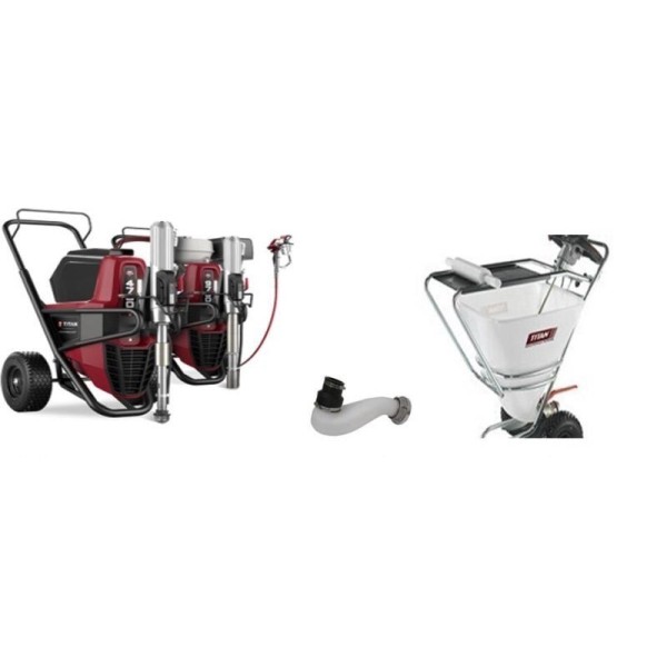 Titan PowrBeast 7700 E CART 230V Комплект безвъздушна помпа 6л/мин + 100л контейнер/разтоварващи ролки/конектор Titan PowrBeast 7700 E CART 230V Комплект безвъздушна помпа 6л/мин + 100л контейнер/разтоварващи ролки/конектор