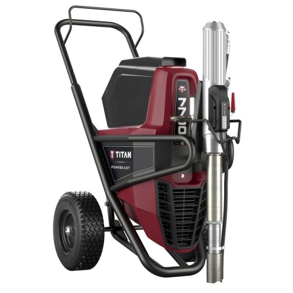 Titan PowrBeast 7700 E CART 230V Комплект безвъздушна помпа 6л/мин + 100л контейнер/разтоварващи ролки/конектор Titan PowrBeast 7700 E CART 230V Комплект безвъздушна помпа 6л/мин + 100л контейнер/разтоварващи ролки/конектор