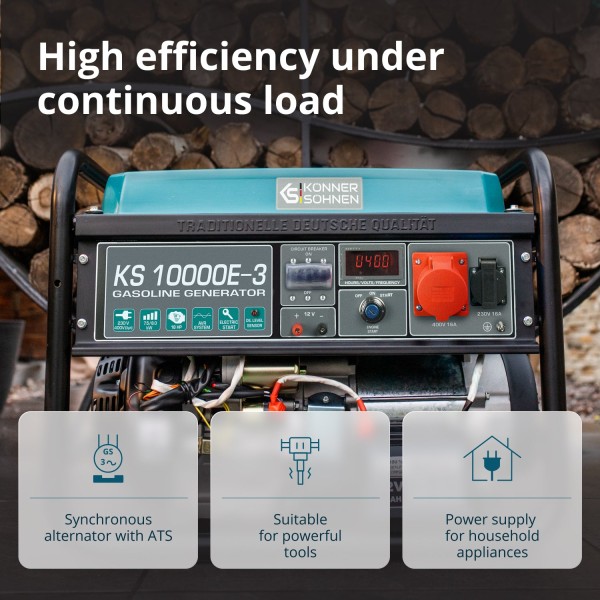 Бензинов генератор Könner & Söhnen KS 10000E-3 – 7,5 kW