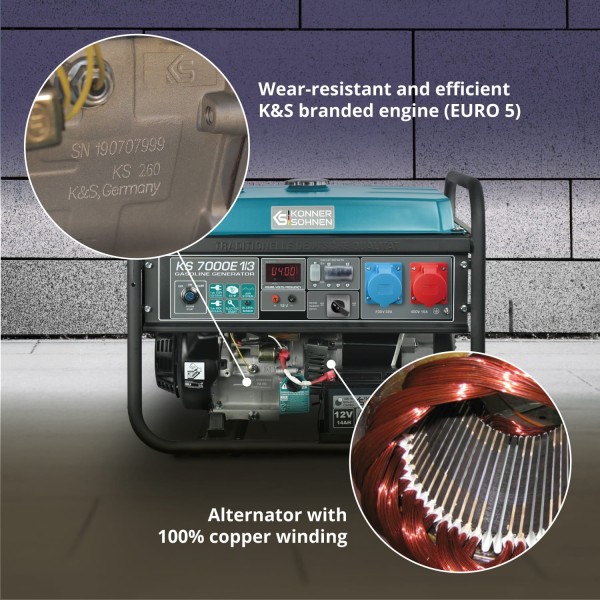 Бензинов генератор Könner & Söhnen KS 7000E 1/3 – 5,5/5,0 kW Бензинов генератор Könner & Söhnen KS 7000E 1/3 – 5,5/5,0 kW
