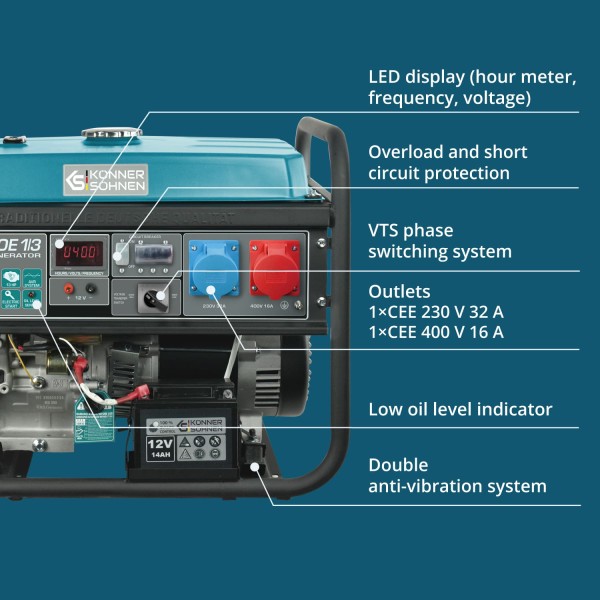 Бензинов генератор Könner & Söhnen KS 7000E 1/3 – 5,5/5,0 kW Бензинов генератор Könner & Söhnen KS 7000E 1/3 – 5,5/5,0 kW