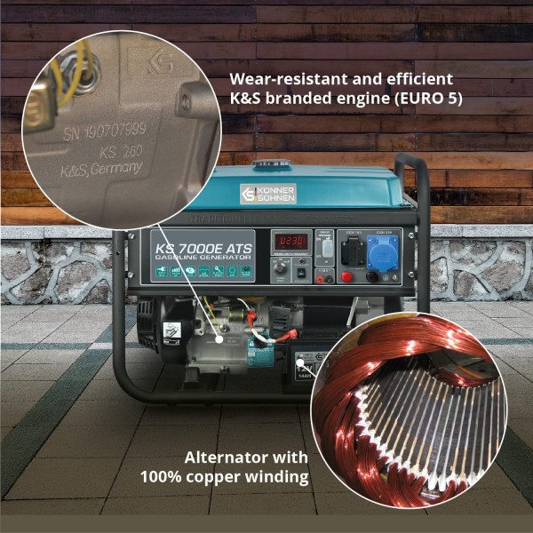 Бензинов генератор Könner & Söhnen KS 7000E ATS – 5,0 kW Бензинов генератор Könner & Söhnen KS 7000E ATS – 5,0 kW