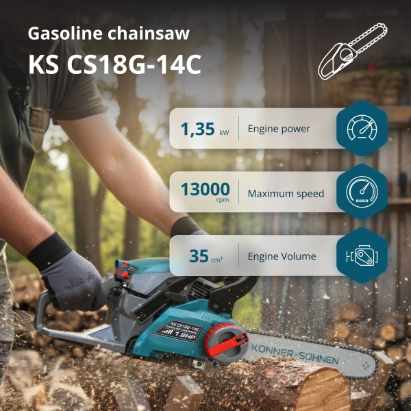 Бензинов верижен трион Könner & Söhnen KS CS18G-14C Бензинов верижен трион Könner & Söhnen KS CS18G-14C
