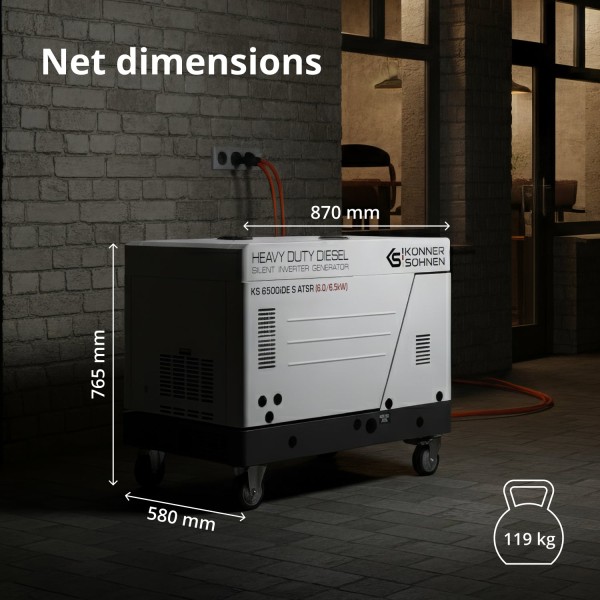 Дизелов инверторен генератор Könner & Söhnen KS 6500iDE S ATSR – 6,5/6,0 kW Дизелов инверторен генератор Könner & Söhnen KS 6500iDE S ATSR – 6,5/6,0 kW