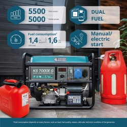Генератор на газ и бензин Könner & Söhnen KS 7000E G – 5,0 kW Генератор на газ и бензин Könner & Söhnen KS 7000E G – 5,0 kW