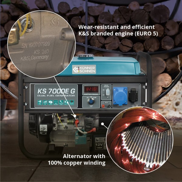 Генератор на газ и бензин Könner & Söhnen KS 7000E G – 5,0 kW