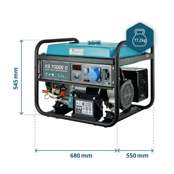 Генератор на газ и бензин Könner & Söhnen KS 7000E G – 5,0 kW